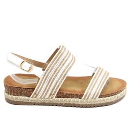 Sandali espadrillas bianche e beige FD-50 White bianco