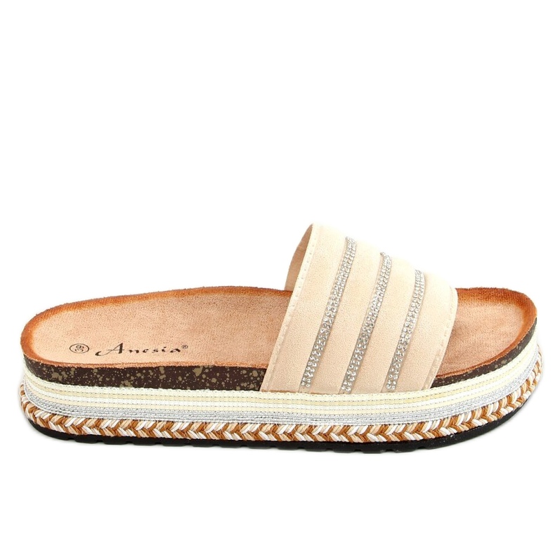 Ciabatte sulla suola decorata N-96 Beige