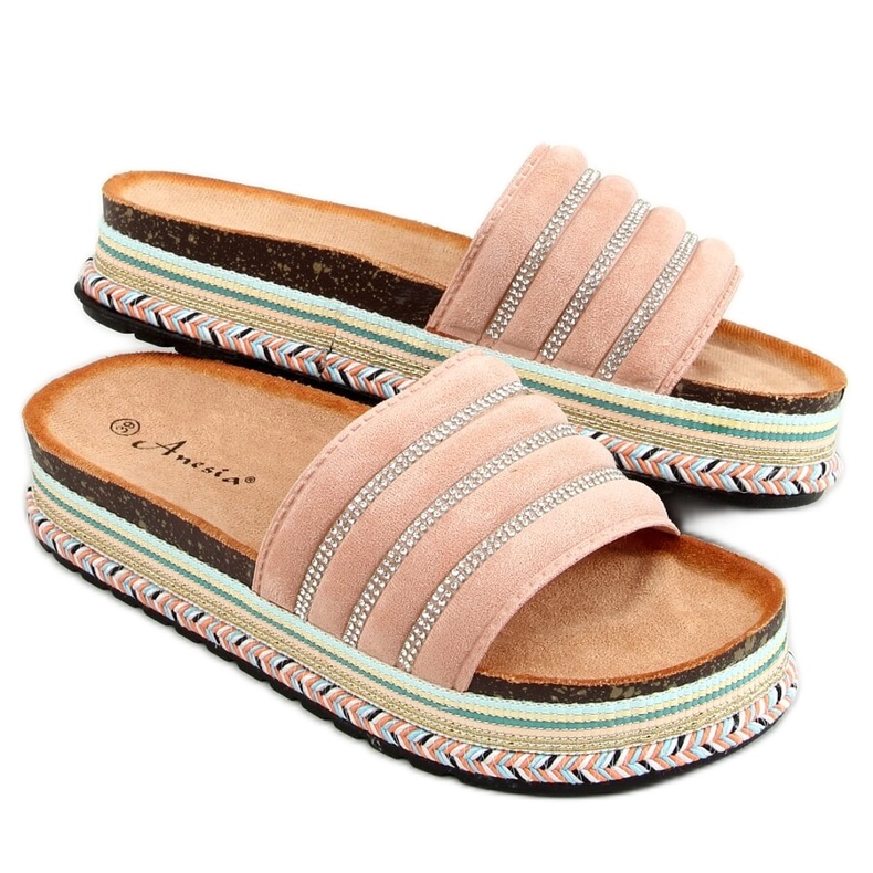 Pink N-96 Pantofole rosa sulla suola decorata