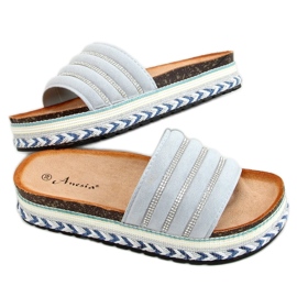 Blue N-96 Pantofole blu sulla suola decorata