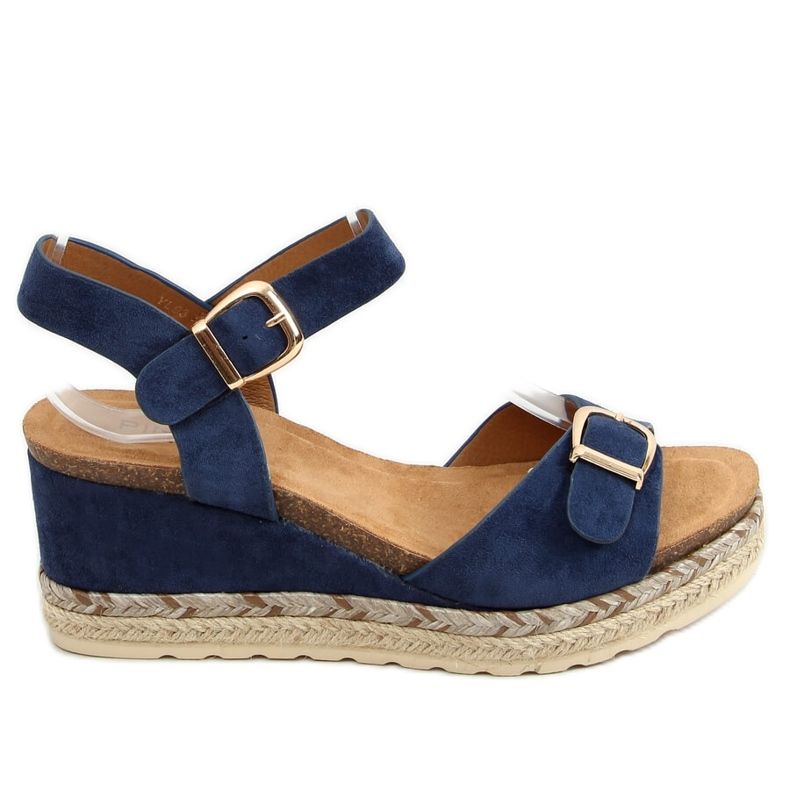 YL93 Espadrillas blu navy su zeppe