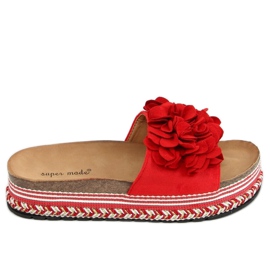 Infradito con fiori rosso 9602 Red