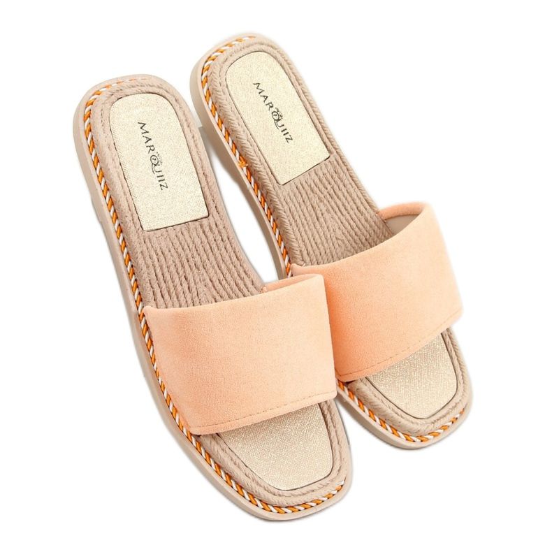 Ciabatte donna in camoscio albicocca 1096 Arancione multicolore