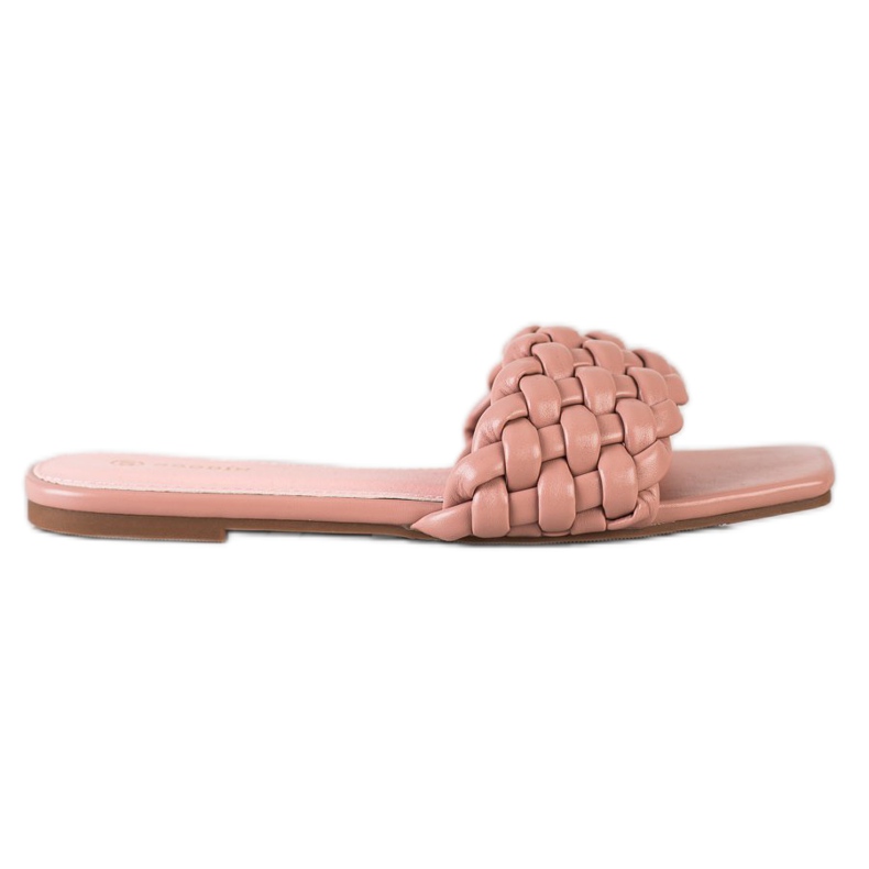 Goodin Pantofole in ecopelle intrecciata rosa