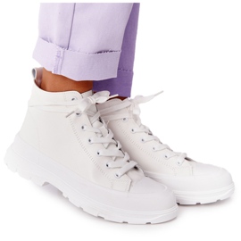 Sneakers da donna in pelle bianca Trissy su suola larga bianco