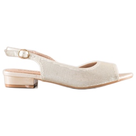 Sabatina Sandali traforati su tacchi bassi beige