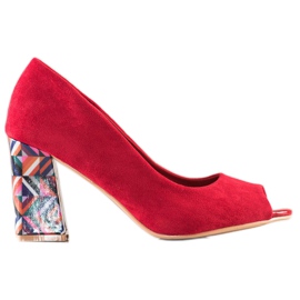 Sabatina Décolleté Open Toe Con Tacco Decorativo rosso