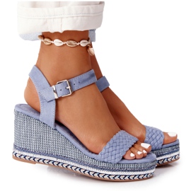 PG1 Sandali Con Zeppa Con Paillettes Blu Scilla