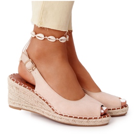 PG1 Sandali Con Zeppa Beige Con Intreccio Beige Las Palomas