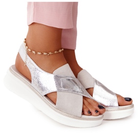Sandali Slip-On Sulla Piattaforma Sergio Leone SK029 Bianco-Argento