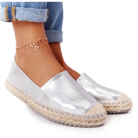 Espadrillas in pelle su suola intrecciata Big Star HH274504 Argento