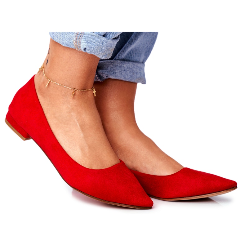 EVE Ballerine Da Donna In Pelle Scamosciata Spitz Rosse Westley rosso