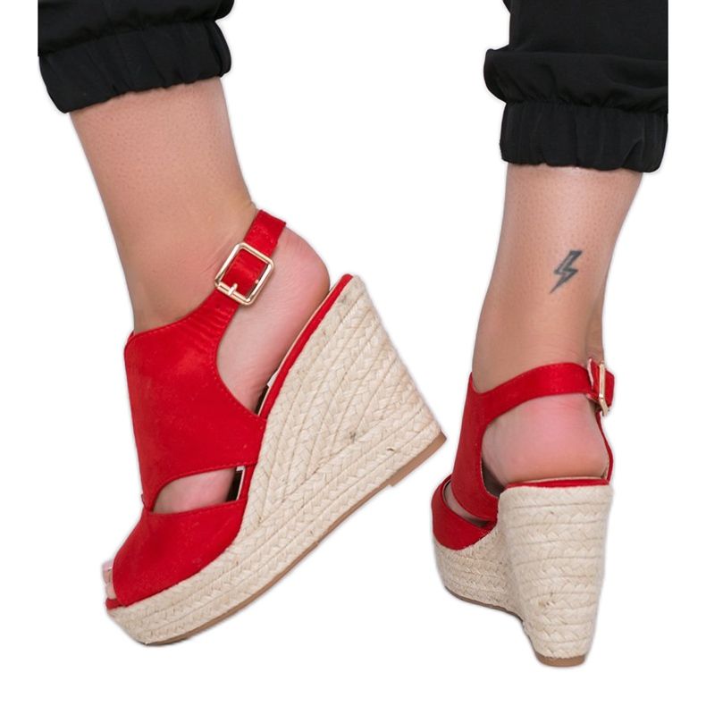 Espadrillas rosse sulla zeppa Pretty Woman rosso