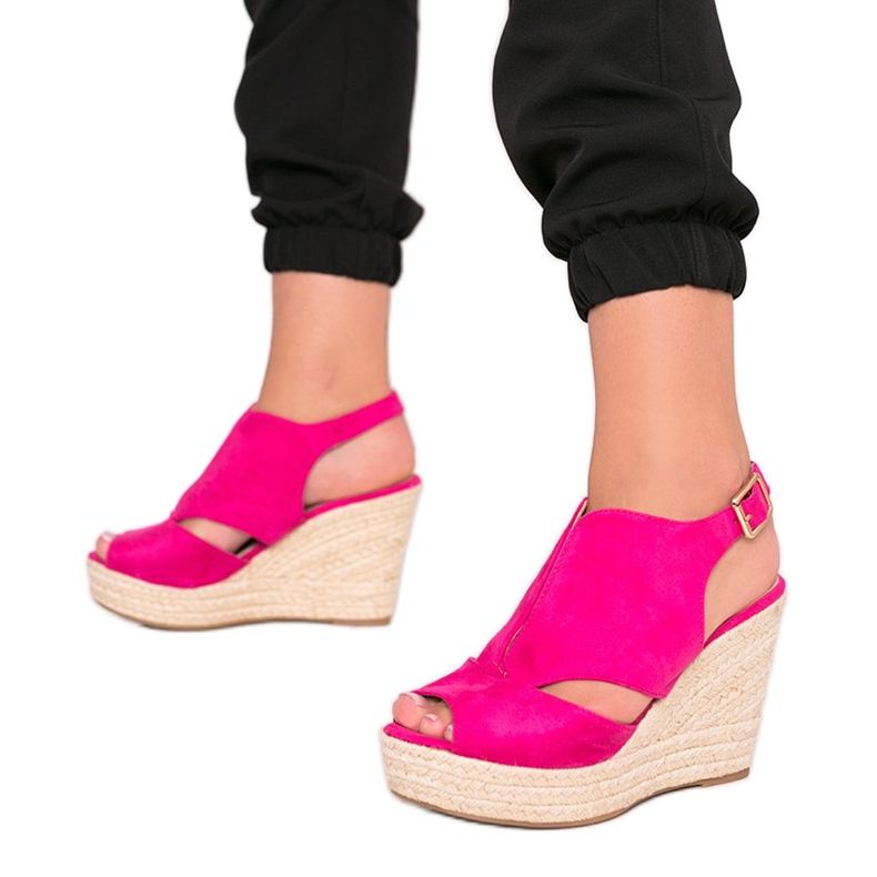 Espadrillas rosa sulla zeppa Pretty Woman rosso