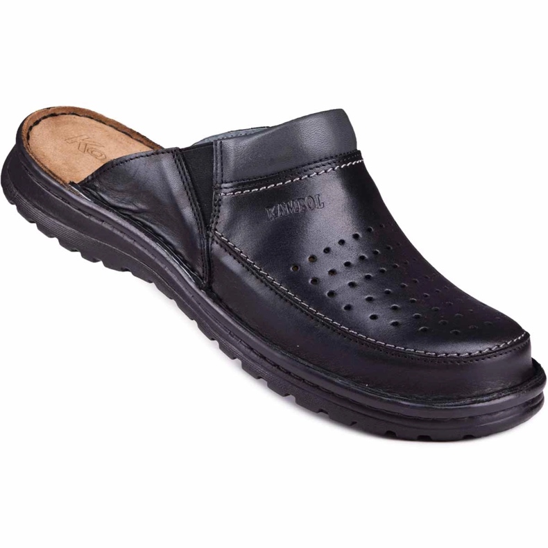 Ciabatte da uomo in pelle 219 Kampol nere nero