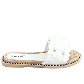 Bianco LS003 Pantofole fiori bianchi