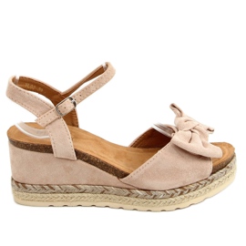 Espadrillas beige su zeppe con fiocco YL92 Beige