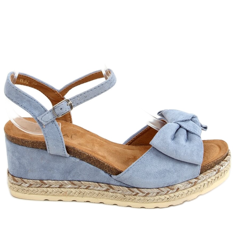 Espadrillas su zeppe con fiocco, blu YL92 Blue