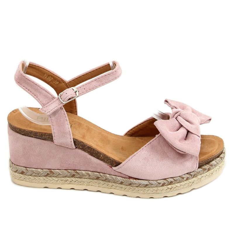 Espadrillas su zeppe con fiocco rosa YL92 Pink