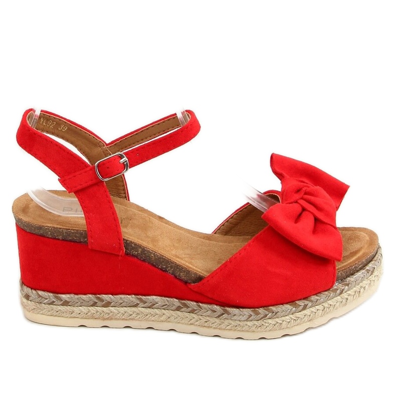 Espadrillas su zeppa con fiocco, rosso YL92 Red