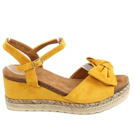 Espadrillas su zeppe con fiocco in miele YL92 Yellow giallo