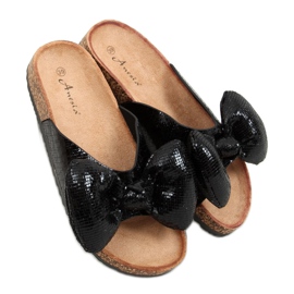 Pantofole nere Topolino con fiocco N-79 Black nero