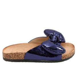Pantofole Topolino con fiocco N-79 Blue blu navy