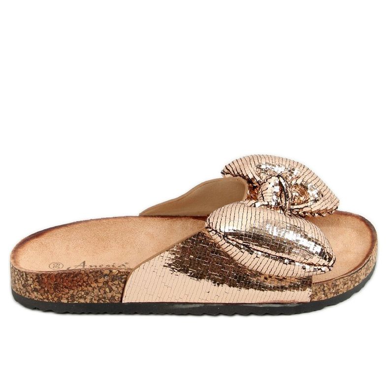 Pantofole Topolino con fiocco champagne N-79 Champagne d'oro