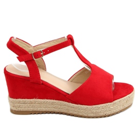 Espadrillas rosse su zeppe, rosse WX-08 Red rosso
