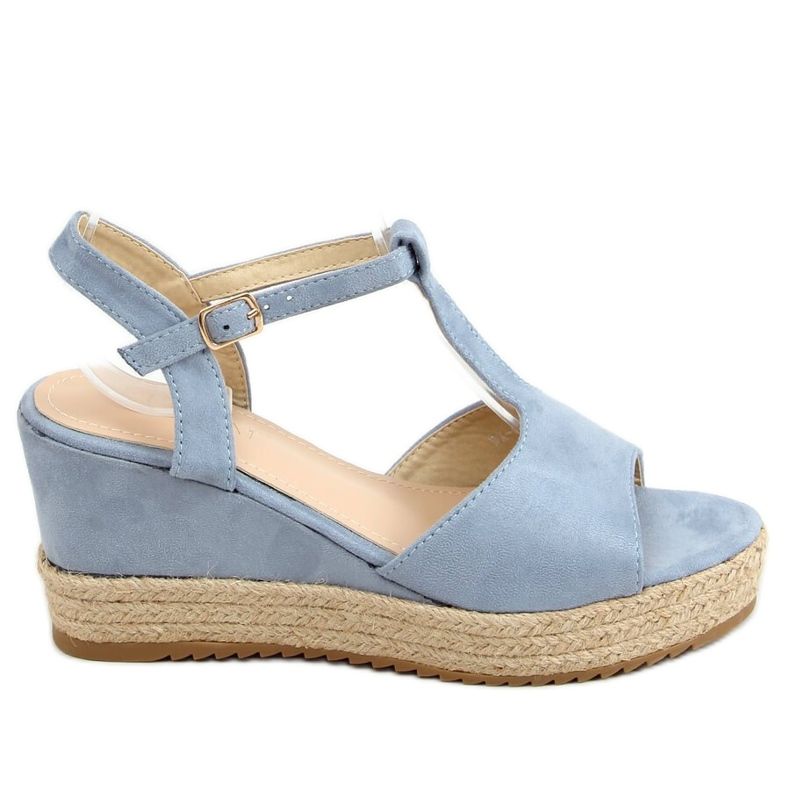 Espadrillas blu su zeppe WX-08 LT.BLUE
