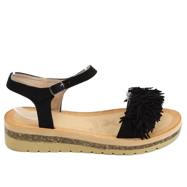 Sandali neri con frange JN315 Black nero