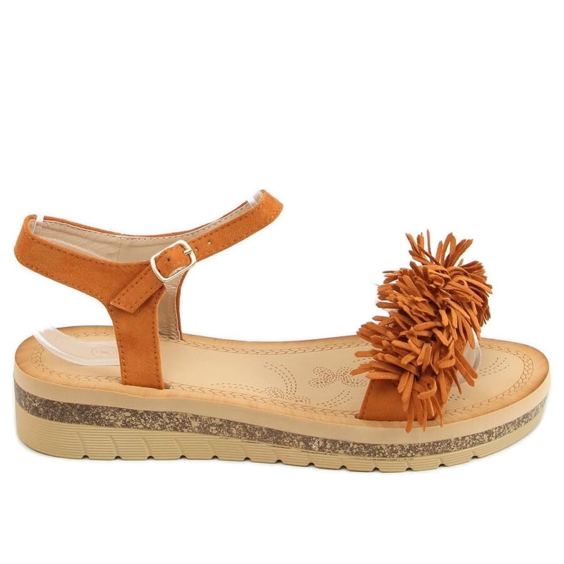 Sandali con frange cammello JN315 Camel marrone