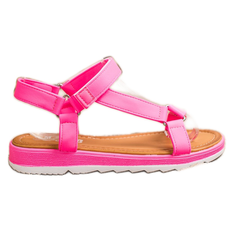 SHELOVET Sandali alla moda con velcro rosa