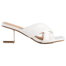 Small Swan Eleganti pantofole in ecopelle bianca