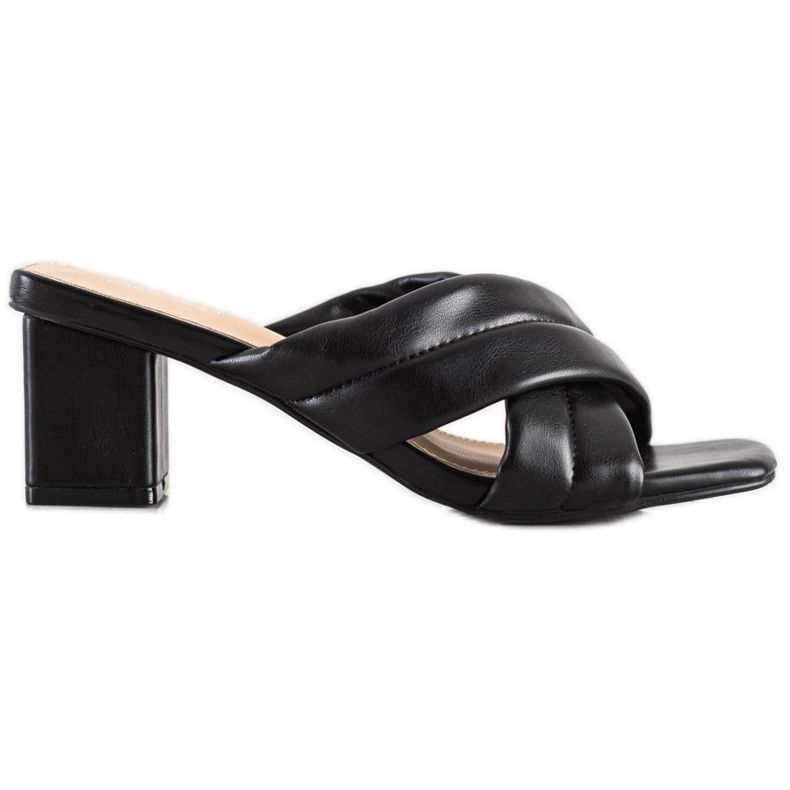 Small Swan Eleganti pantofole in ecopelle nero