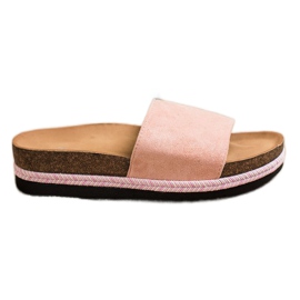 SHELOVET Pantofole in pelle scamosciata sulla piattaforma rosa