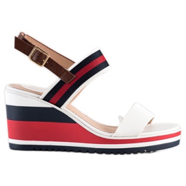 Filippo Sandali con zeppa con strisce multicolore