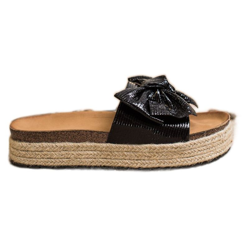SHELOVET Pantofole Lucide Con Fiocco nero
