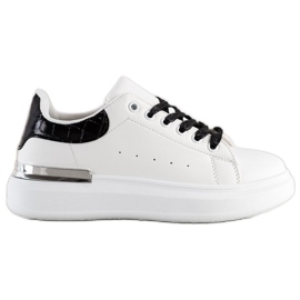 SHELOVET Sneakers Con Allacciatura Glitter bianca nero
