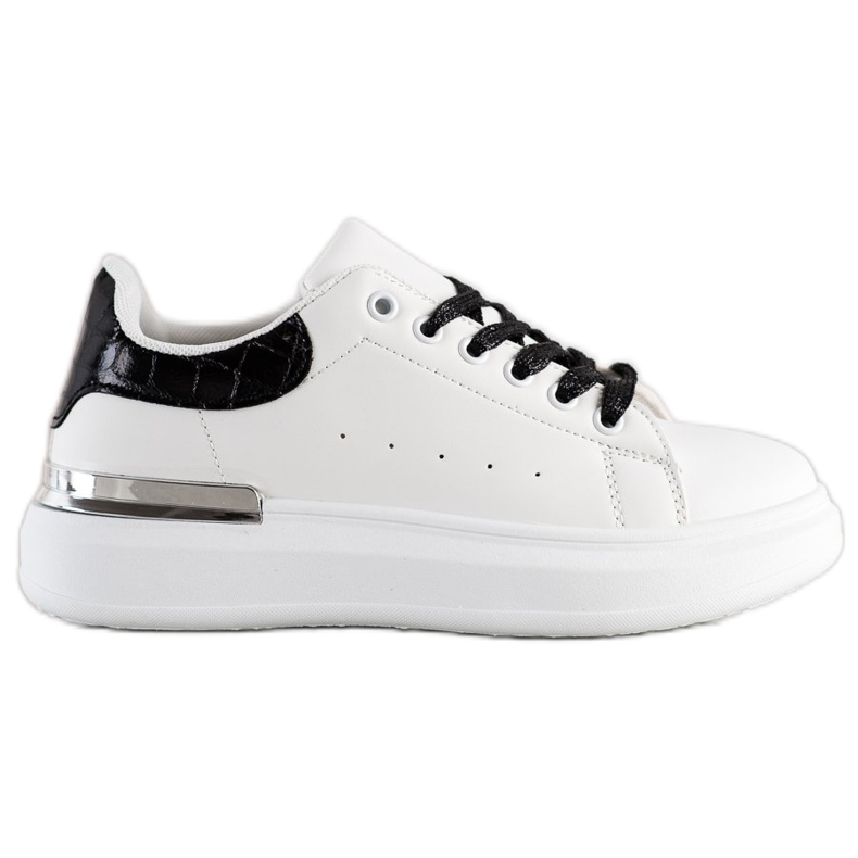 SHELOVET Sneakers Con Allacciatura Glitter bianca nero