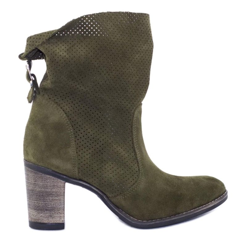 Olivier Stivali verdi Sophia in pelle traforata cachi verde