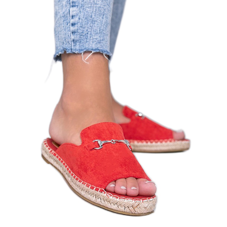 Pantofole rosse con fibbia Roseau rosso