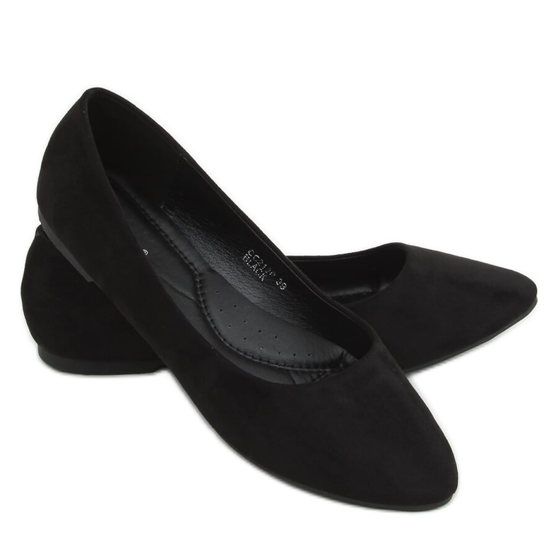 Nero CC212P Ballerine in camoscio liscio nero