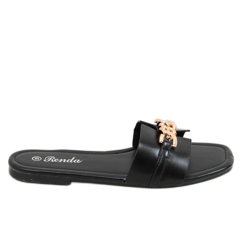 Pantofole nere con catena decorativa 35-230 Nero