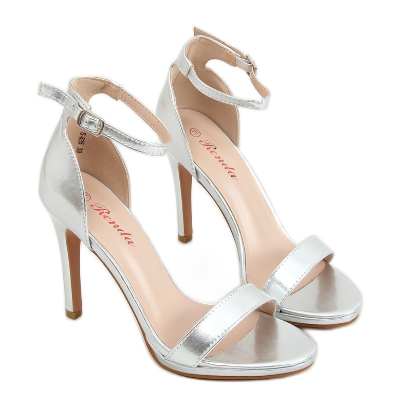 Sandali argento su tacco alto S-835 Silver d'argento