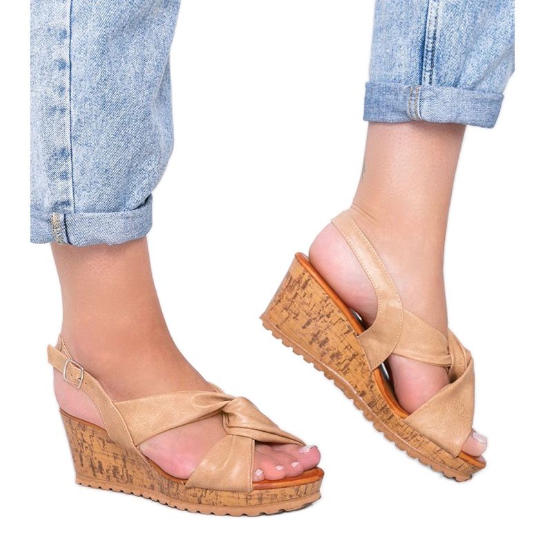 Sandali con zeppa beige Buenos Aires