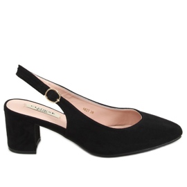 Décolleté nere con tacco aperto nero 9R27 Nero
