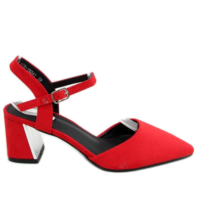 Décolleté con tacco aperto rosso 1JB-19241 Rosso