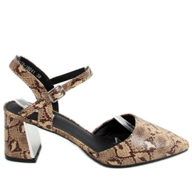 Décolleté con tacco aperto snake 1JB-19241 Snake beige marrone