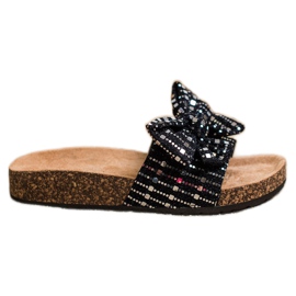 SHELOVET Pantofole Glitter Con Fiocco nero